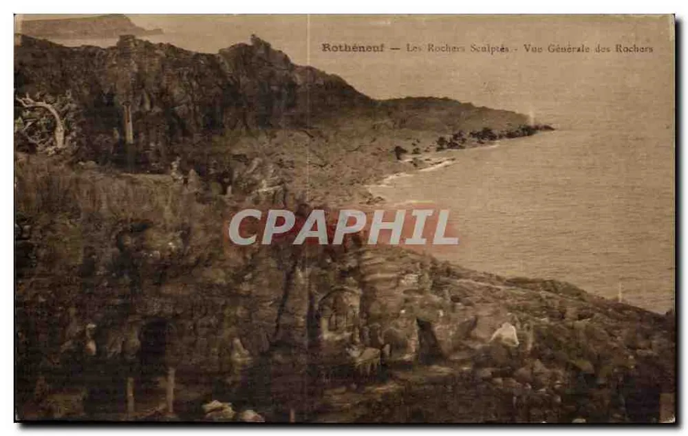 Rothéneuf — Die gemeißelten Felsen — Allgemeiner Blick auf die Felsen - Vorderseite
