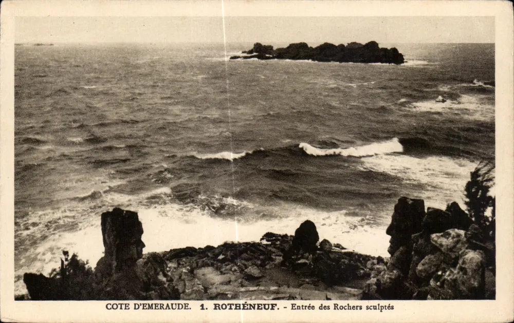 Côte d'Émeraude. 1. Rothéneuf — Eingang zu den geschnitzten Felsen — Edition H. Brebion - Vorderseite