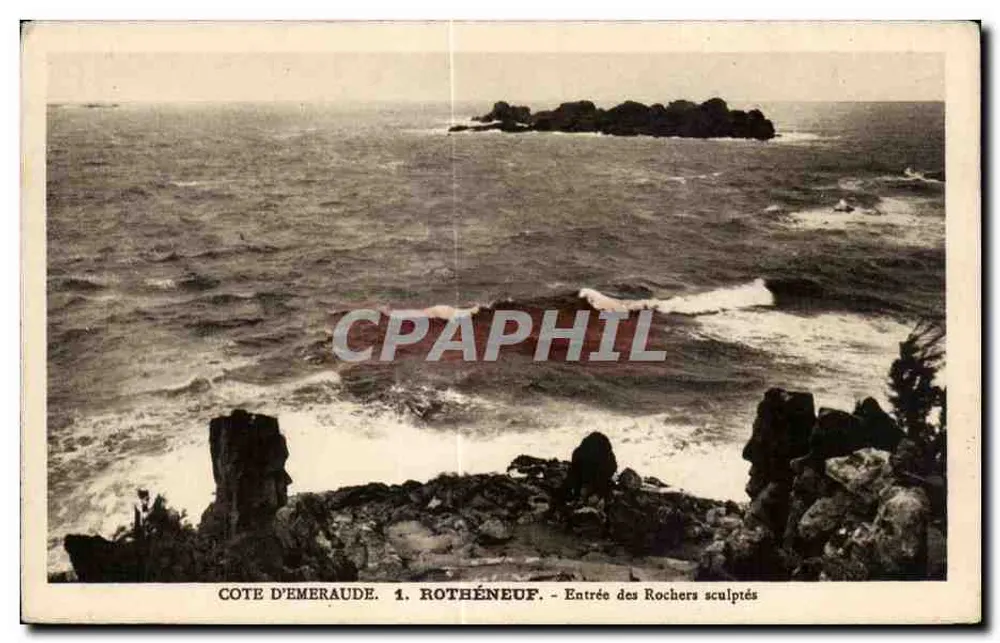 Côte d'Émeraude. 1. Rothéneuf — Eingang zu den geschnitzten Felsen — Ausgabe H. Brebion - Vorderseite