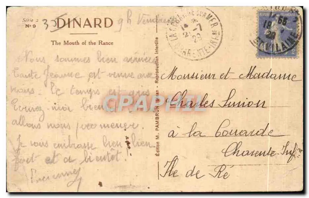 Dinard - Embocadura da Rance — Edição M. Pambrun, série 2 n°9 - Verso