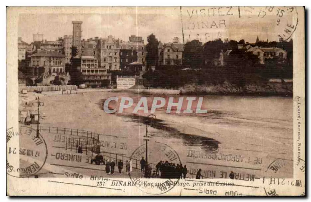 Dinard — Ansicht der Strandpromenade, vom Casino aus — A. Larnard, Verleger, Rennes - Vorderseite