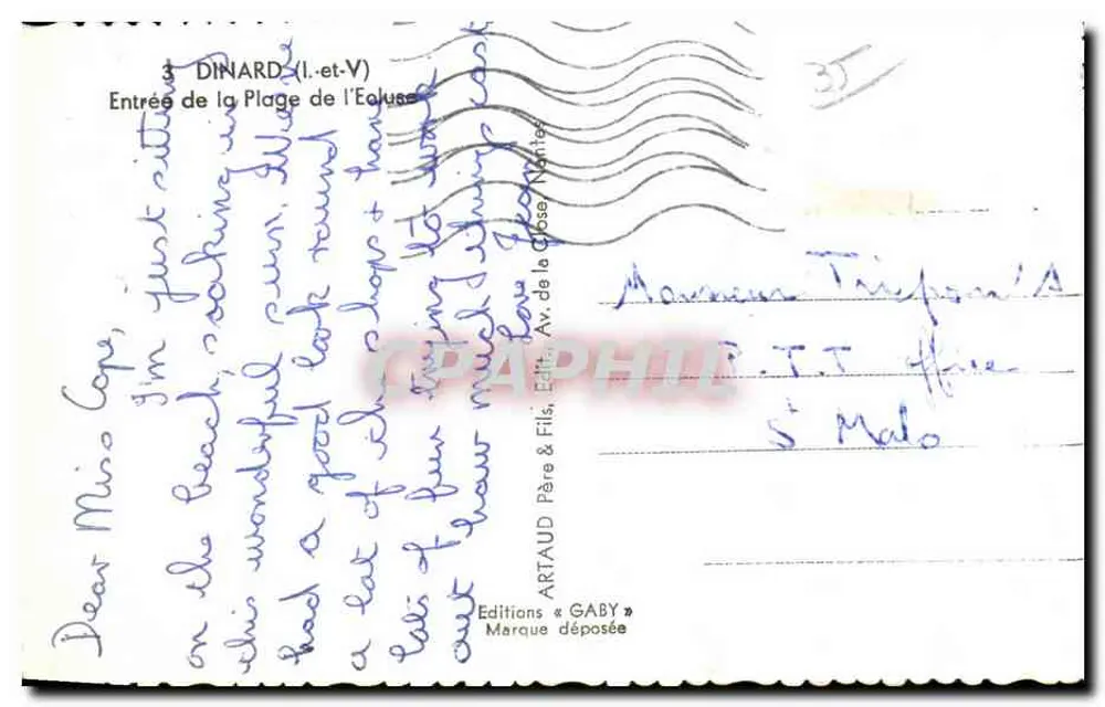 Dinard (Ille-et-Vilaine) — Entrada da Praia da Éoluse — Éditions Gaby - Verso
