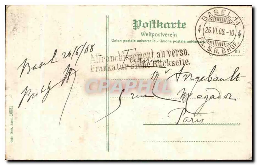 Basel, Pauluskirche — éditeur FIL.S.B.BHOF, n° 16531 - Verso