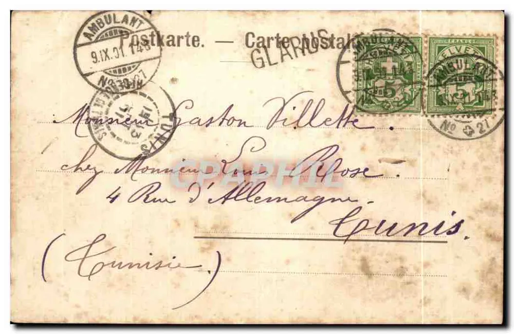 Glarus — vue du mont Glarus — Kunstverlag Th. Zinggg, Baden (Schweiz) - Verso