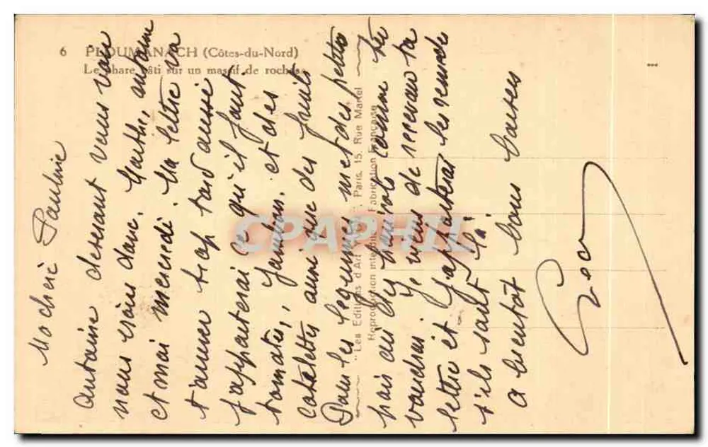 Proudmanach (Côtes-du-Nord) — Leuchtturm auf einem Felsenriff — Verlag: Les Éditeurs d'Art, Paris - Rückseite