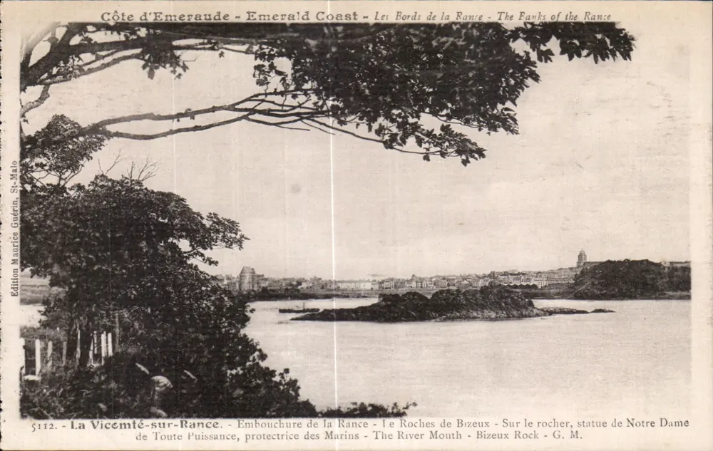Die Vicomté-sur-Rance — Mündung der Rance, Felsen von Bizeux, Statue der Jungfrau — Edition Maurice Guérin, n° 5112 - Vorderseite