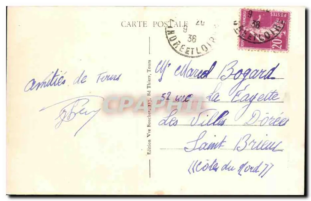 Tours (Loire) — A Catedral — A. B. (n°10) - Verso
