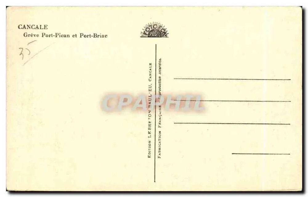 Cancal — Grève Port-Pican und Port-Briaç — Édition Lebretton, Cancal - Rückseite