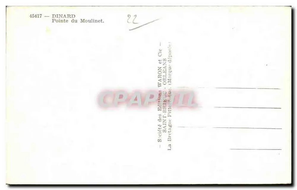 Dinard — Ponta do Moulinet — Sociedade dos Editores Waron e Cie - Verso