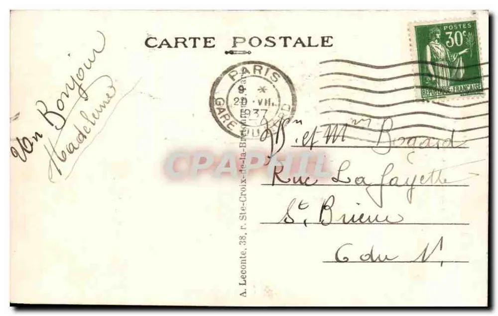 Paris - Buttes-Chaumont — Die Ziegelbrücke — A. L. n°172 - Rückseite