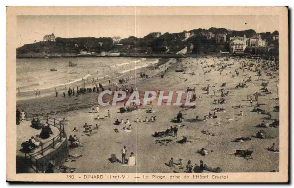 Dinard (Ille-et-Vilaine) — Der Strand, Aufnahme vom Hotel Crystal — Édition Dagonne - Vorderseite