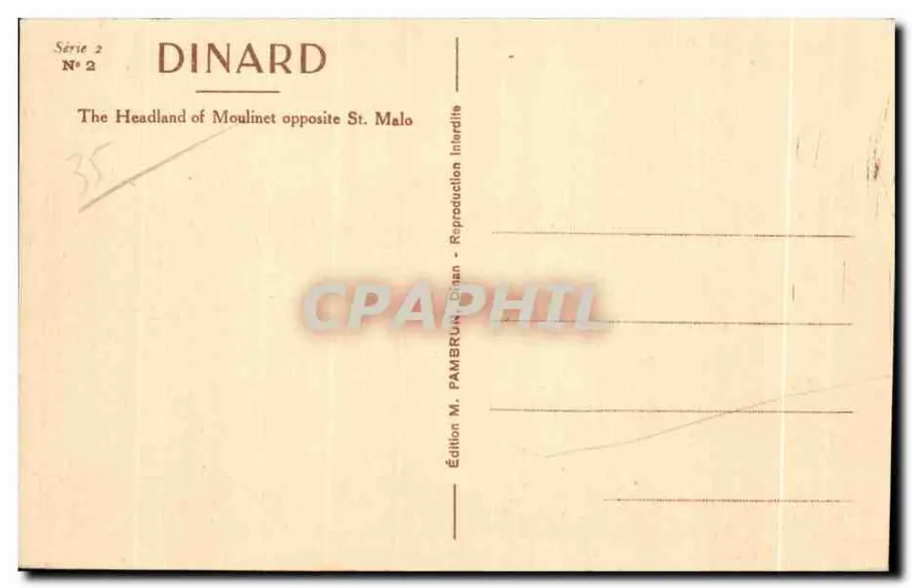 DINARD - Ansicht der Pointe du Moulinet gegenüber St-Malo — Edition M. PAMBRUN, Serie 2 Nr. 2 - Rückseite