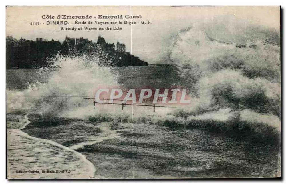 Côte d'Emeraude - Emerald Coast - Studie von Wellen auf dem Schutzdamm - G.F. - 4445 - DINARD - Vorderseite
