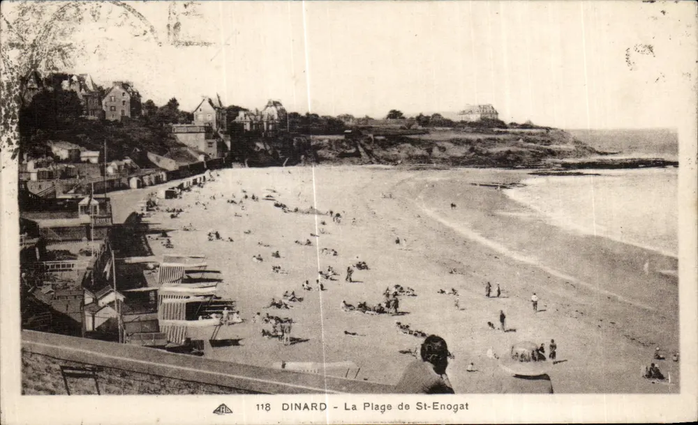 Dinard - La Plage de St-Enogat — Tarjeta postal antigua n°118, editor A.P.A. - Anverso