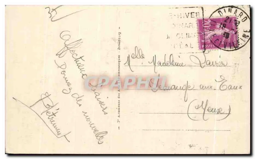 Dinard - La Plage de St-Enogat — Tarjeta postal antigua n°118, editor A.P.A. - Reverso