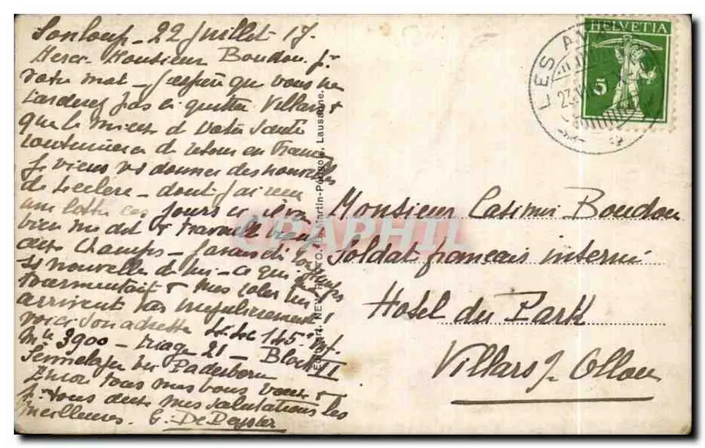 Col de Sonloup — die Dents du Midi und der Mont Blanc — unbekannter Verlag, Nr. 304 - Rückseite