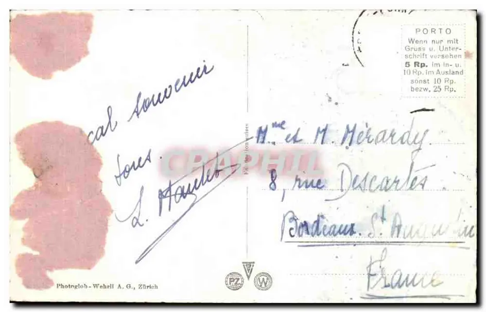 Grimsel- und Gotthardpass — carta postal topográfica — Photoglob-Wehrli A.G., Zürich - Verso