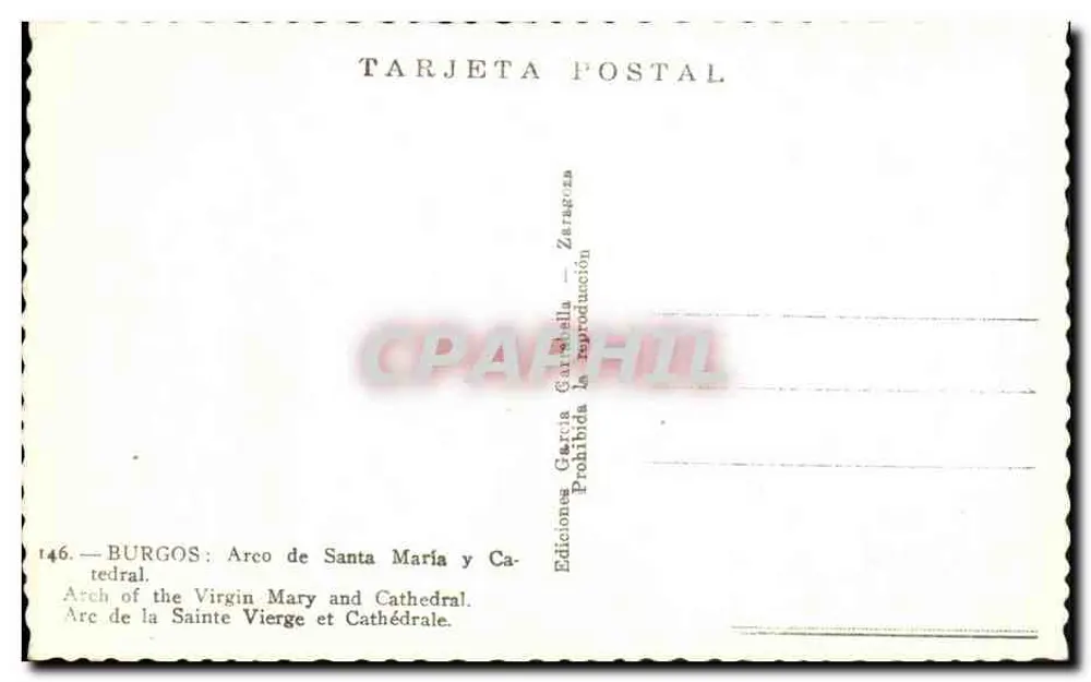 Burgos — Arco de Santa María e Catedral — Edições García Carrillo - Verso