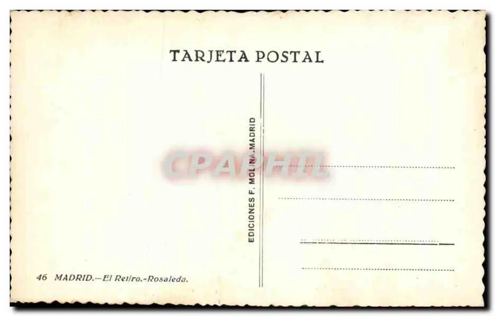 Jardim do Retiro — Rosaleda — Edições F. Molina, Madrid - Verso