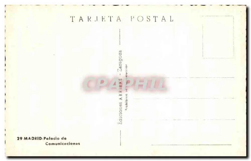 Palácio das Comunicações — Madrid — Edições Arríbas - Verso