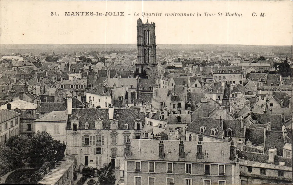 MANTES-la-JOLIE — Ansicht des Bereichs um die Saint-Maclou-Turm — C. M. - Vorderseite