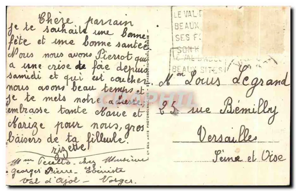 O Vale de Ajol - A Vale das Rochas — ND 153 — Editor: C. dos Artistas Fotógrafos - S. Sabatier, Saint-Étienne - Verso