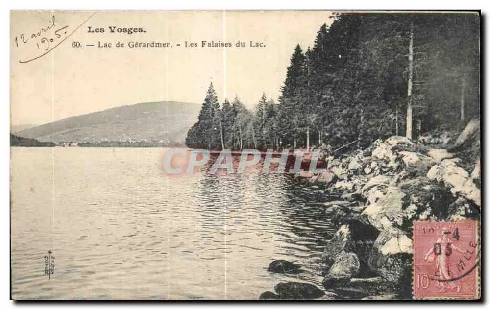 Die Vosges — See von Gérardmer — Die Klippen des Sees — Verlag: Postkarte (Nr. 60) - Vorderseite