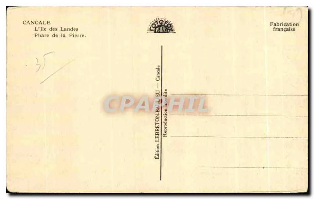 Die Insel Landes — Leuchtturm der Steine — Edition LEBRETON-BAILLEAU – Cancale - Rückseite