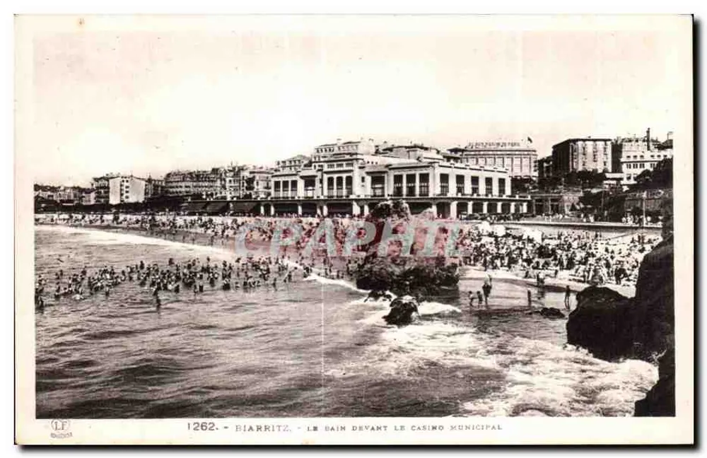 Biarritz - O Banho diante do Cassino Municipal — Editor: Labouche Frères, n° 1262 - Frente
