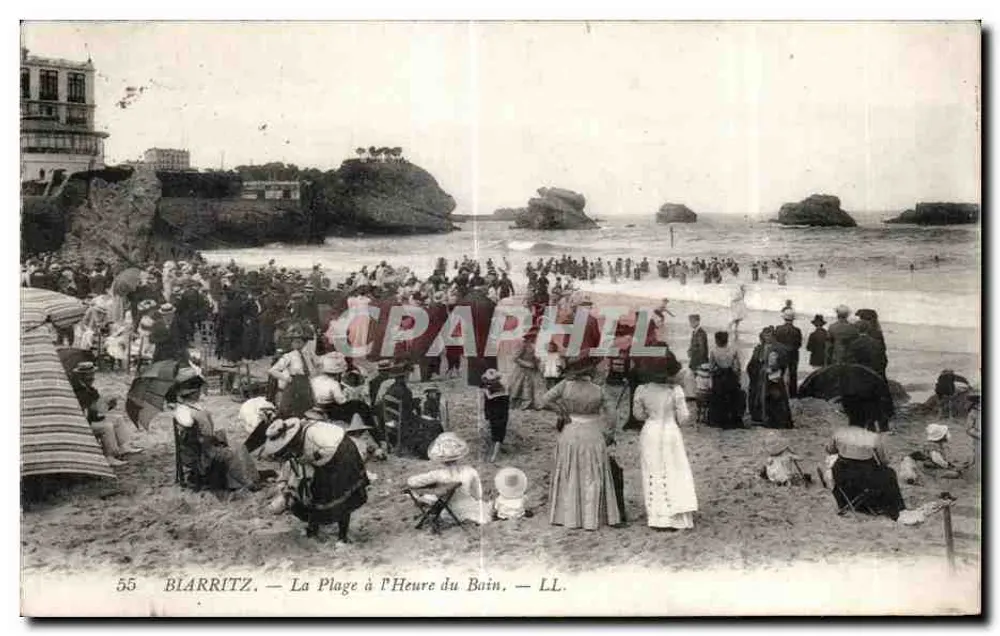 Biarritz — La Plage à l'Heure du Bain — LL. n°55 - Recto