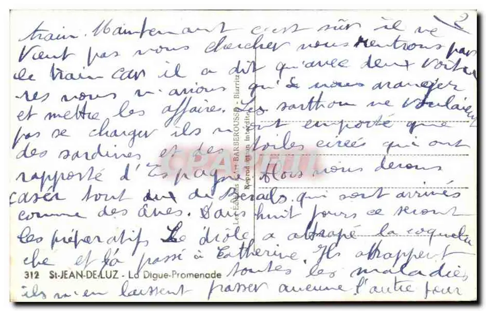 Saint-Jean-de-Luz — A Digue-Promenade — Editor Barbérouss - n° 312 - Verso