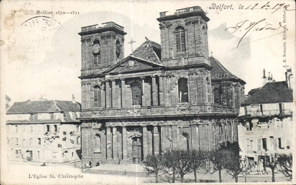 La Chiesa di San Cristoforo — Belfort 1870-1871 — J. B. Schmitt, Editore, Belfort - Recto