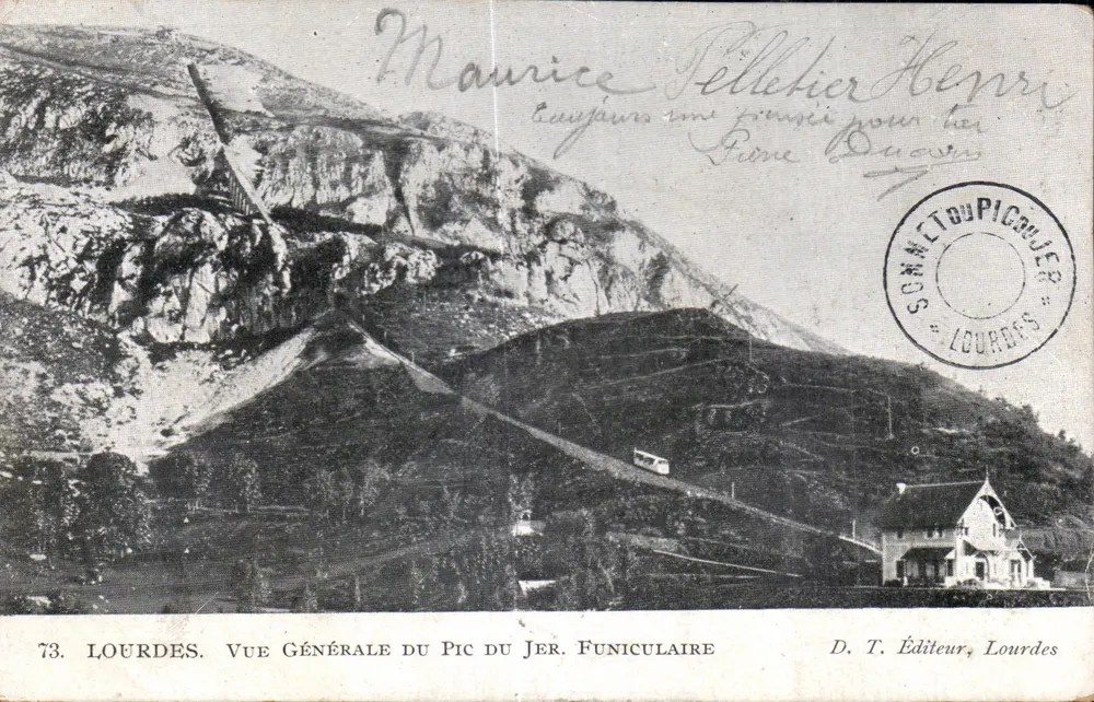 Lourdes — Vista Geral do Pic du Jer. Teleférico — D. T. Editor, Lourdes - Frente