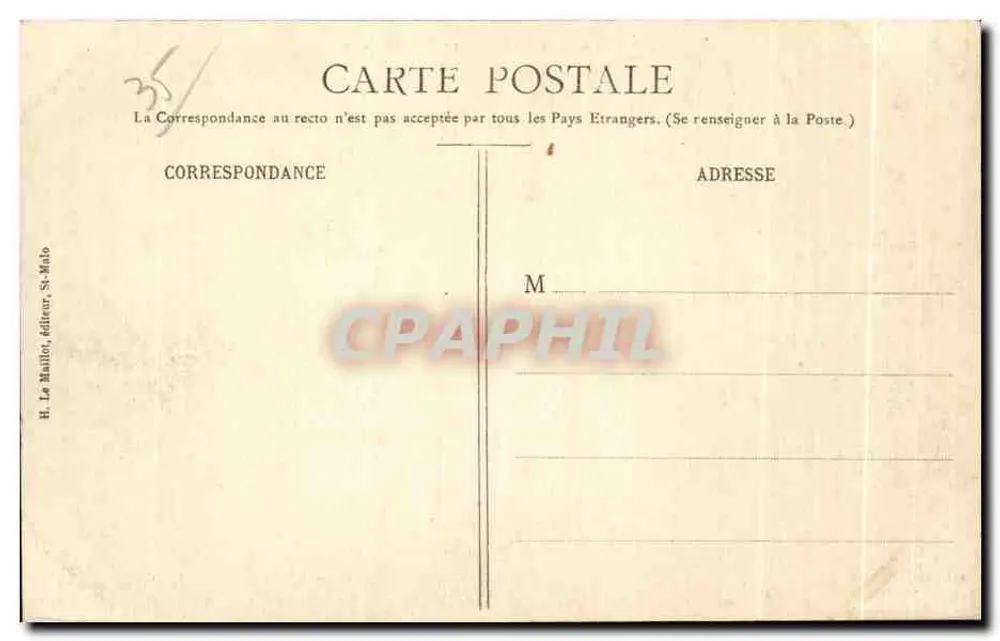 A Baía de St-Malo sob a luz da Lua — n° 1386 — H. Le Mailloï, editor, St-Malo - Verso