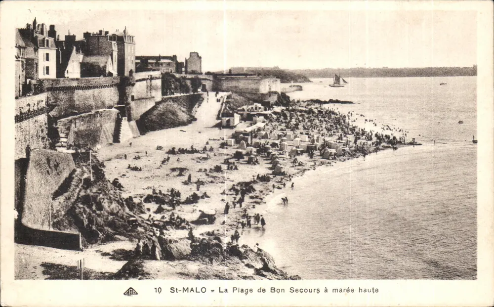 St-Malo — La Plage de Bon Secours bei Flut — C° Académie des Arts Piétonniques, Straßburg - Vorderseite