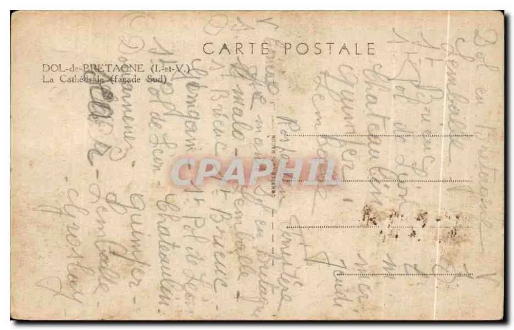 Dol-de-Bretagne — Cathédrale (façade Sud) — éditeur non identifié - Verso