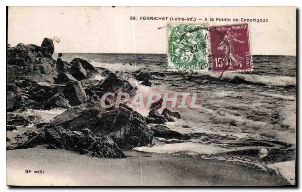 Pornichet (Loire-Inf.) — Na Ponta de Congrigoux — F. Chapeau, Imp.-Edit. d'Égine-Oriane, Nantes - Frente
