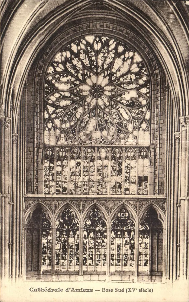 Catedral de Amiens — Rosa Sul (século XV) — Edição E. Régnaut, Amiens - Frente