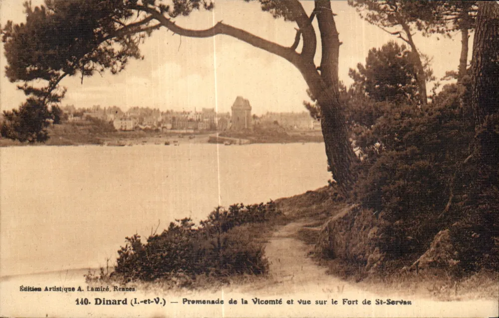 Dinard (I.-et-V.) — Promenade de la Vicomté und Ansicht des Forts St-Servan — Artistische Ausgabe A. Lamiré, Rennes, n° 140 - Vorderseite