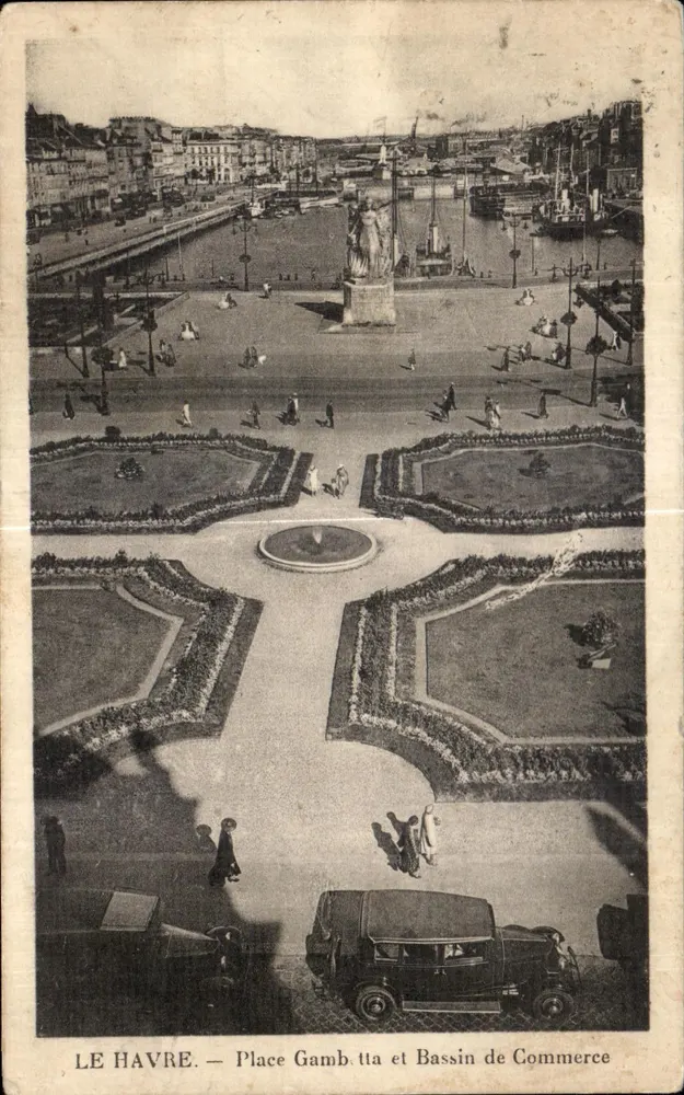 Le Havre — Place Gambetta und Bassin de Commerce — unbekannter Verleger - Vorderseite