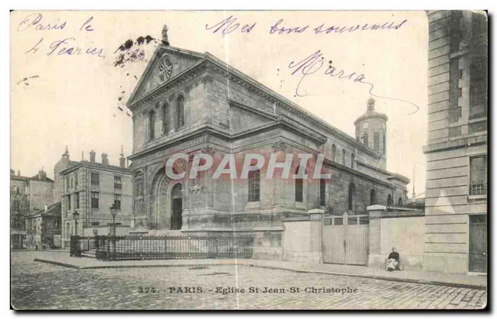 Parigi - Chiesa di San Giovanni e San Cristoforo — Cartolina d'epoca n°375, editore Parigi - Recto