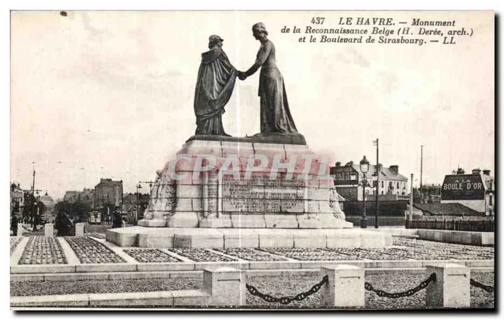 Le Havre — Denkmal der belgischen Erkenntnis (H. Derée, arch.) und der Boulevard de Strasbourg — LL - Vorderseite