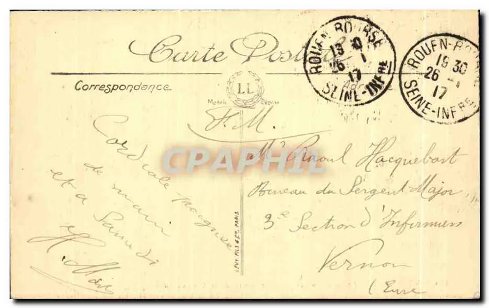 Rouen — Das Justizpalast — Ansicht von der Rue aux Juifs — LL, n°474 - Rückseite