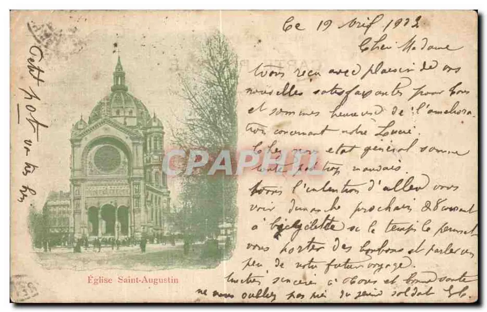 Igreja de São Agostinho — Paris — editor G. Cavélier, n° 178 - Frente