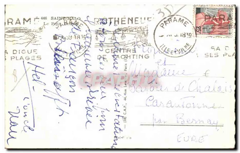 Zamek w Saint-Malo — widok z lotu — wydawca nieznany, nr 446 - Rewers