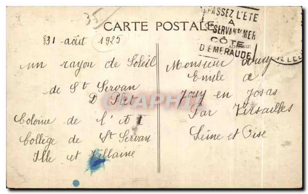 St-Malo — Das Grab von Chateaubriant am Grand Bey — A. Lamite, Verlag, Ropner - Rückseite
