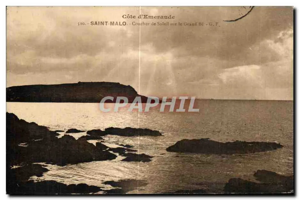 Saint-Malo - Sonnenuntergang über Grand Île - G.F. - Côte d'Emerande - Vorderseite