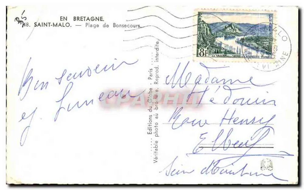 Saint-Malo — Praia de Bonsecours — Edições do Globe - Verso