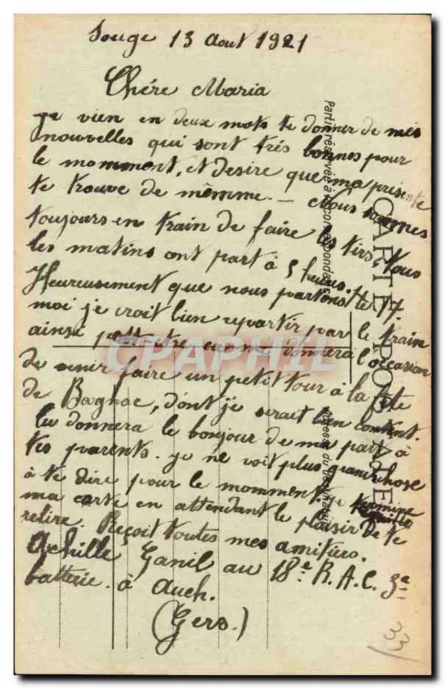 Campo de Sougues — Lembranças e pensamentos — N° 8014 - Verso