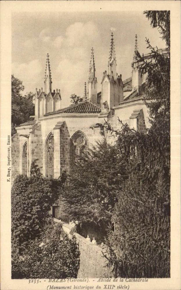 Bazas (Gironde) — Abside da Catedral — Monumento histórico do século XIII — F. Bour, impressor, Bazas - Frente